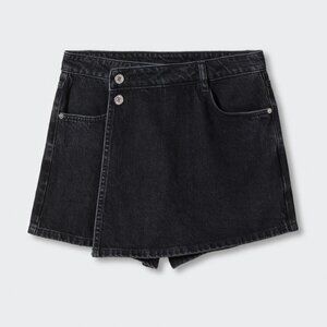 MANGO black denim skort